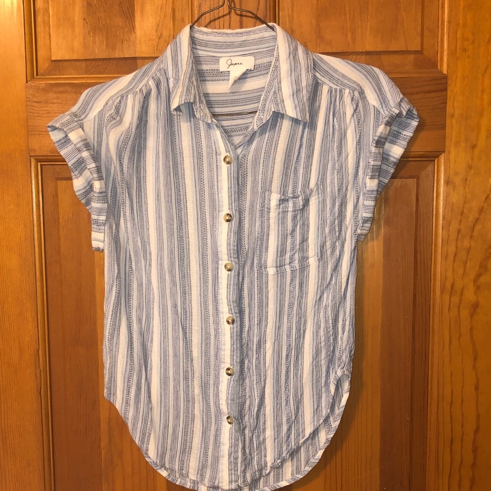 Japna Blue and White Striped Button-Up Shirt